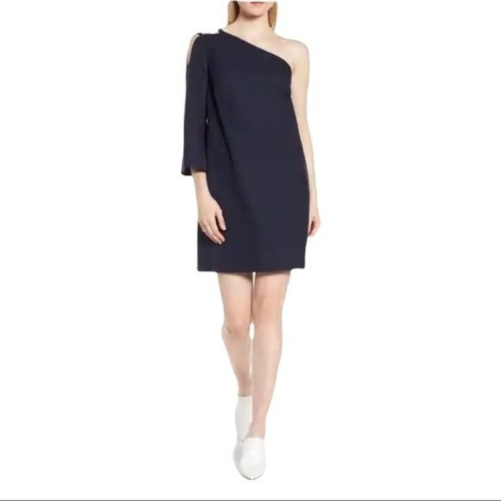Lewit Navy Night Blue One Shoulder Knee Length Mini Tunic Formal Dress Size 8